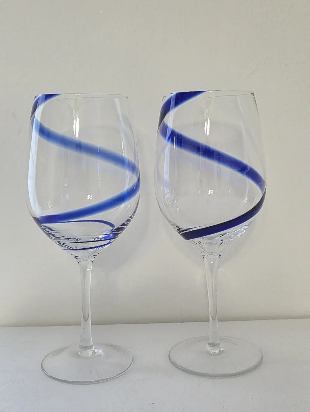 Pier 1 Swirline Cobalt Stemmed Wine Glass